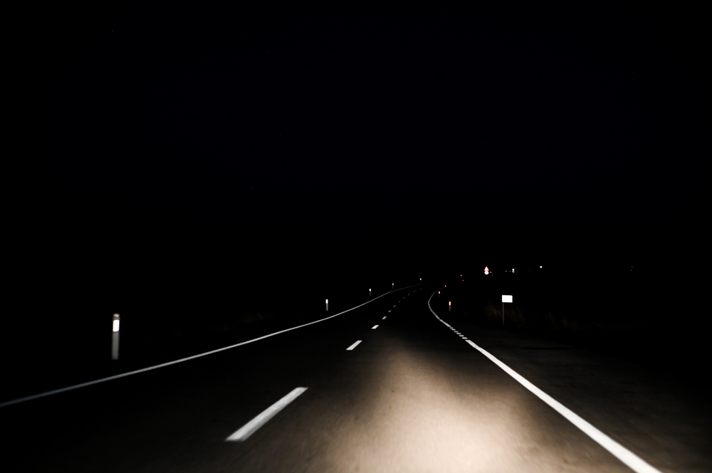 Car on a road at night