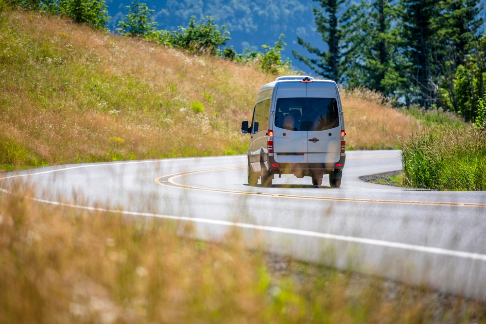 Small van on a road