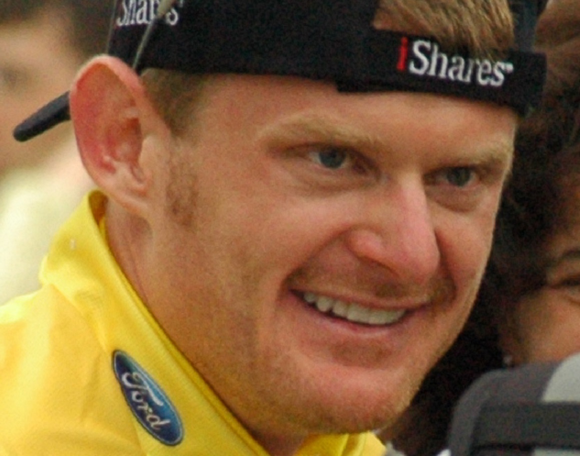 Floyd Landis shortly after pulling on the leader's jersey at the Tour de Georgia. - 2006