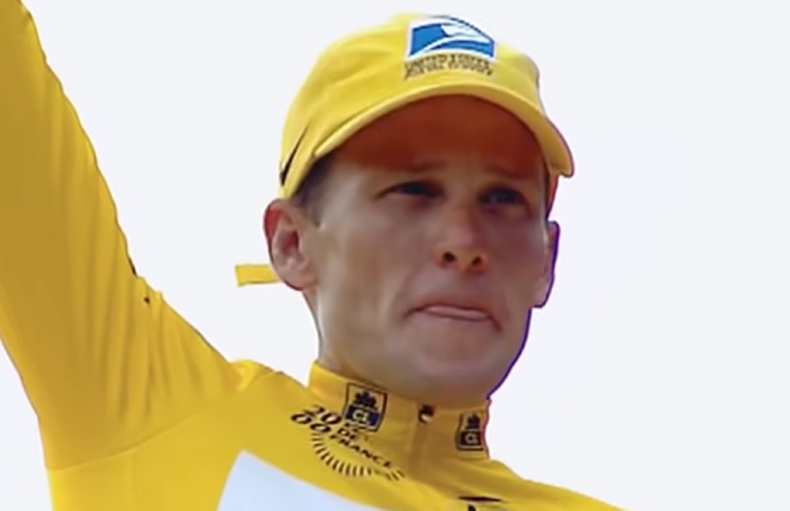 Screenshot: Lance Armstrong wearing yellow shirt - from Stop At Nothing- The Lance Armstrong Story (2014)