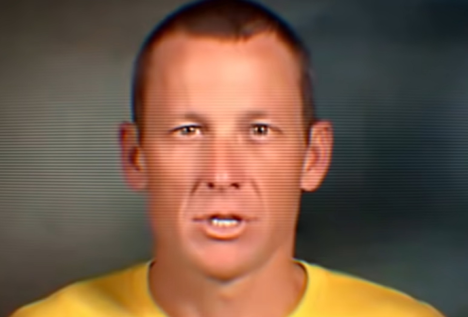 Screenshot: Lance Armstrong is talking at camera - from Stop At Nothing- The Lance Armstrong Story (2014)