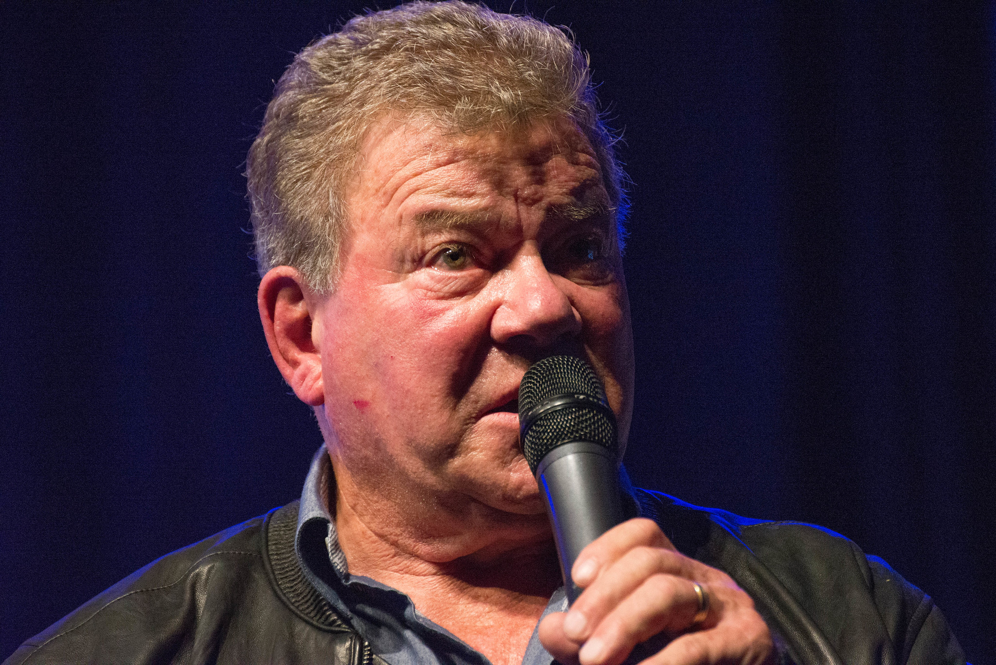 William Shatner wearing black jacket.