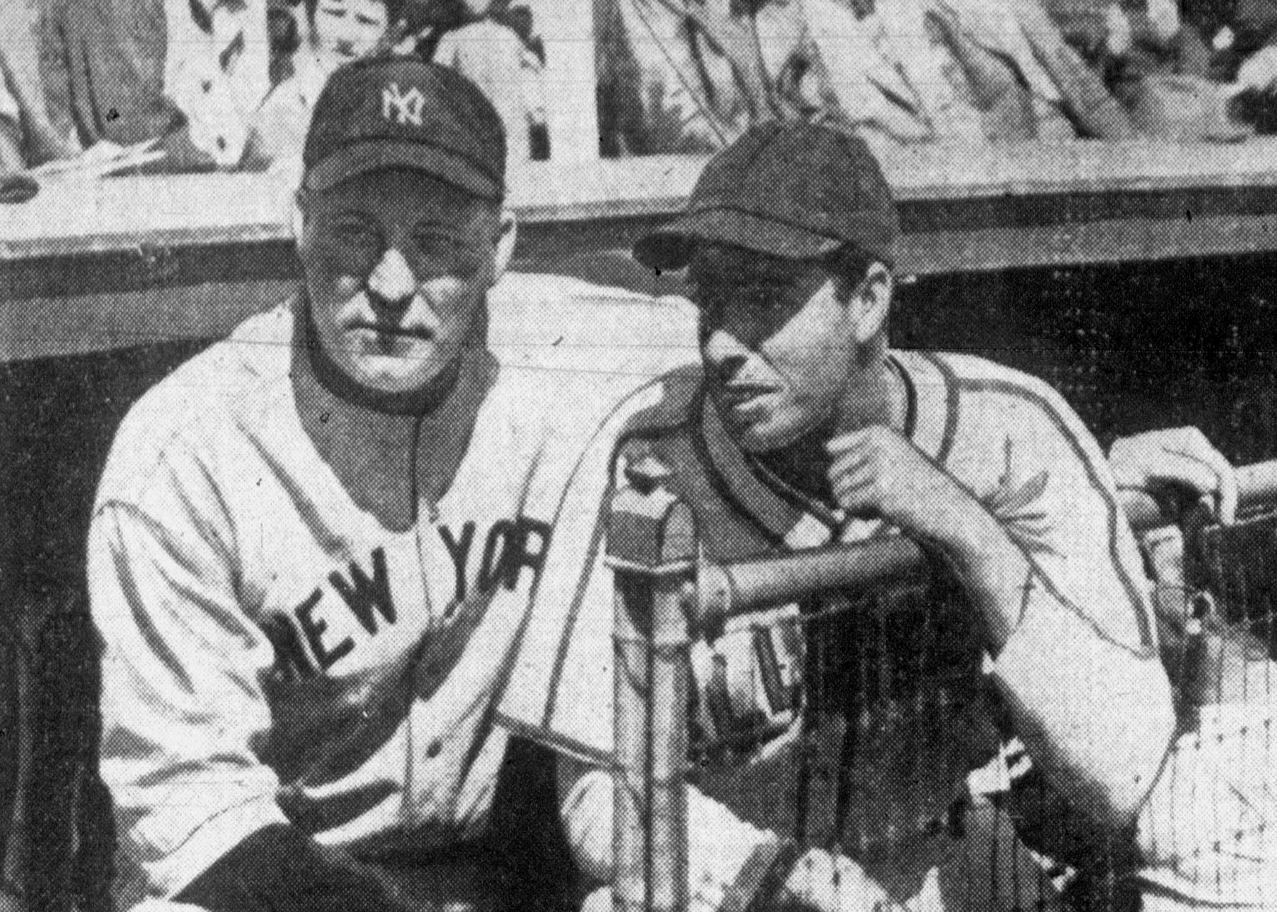 American baseball players Red Ruffing (left) and Joe DiMaggio