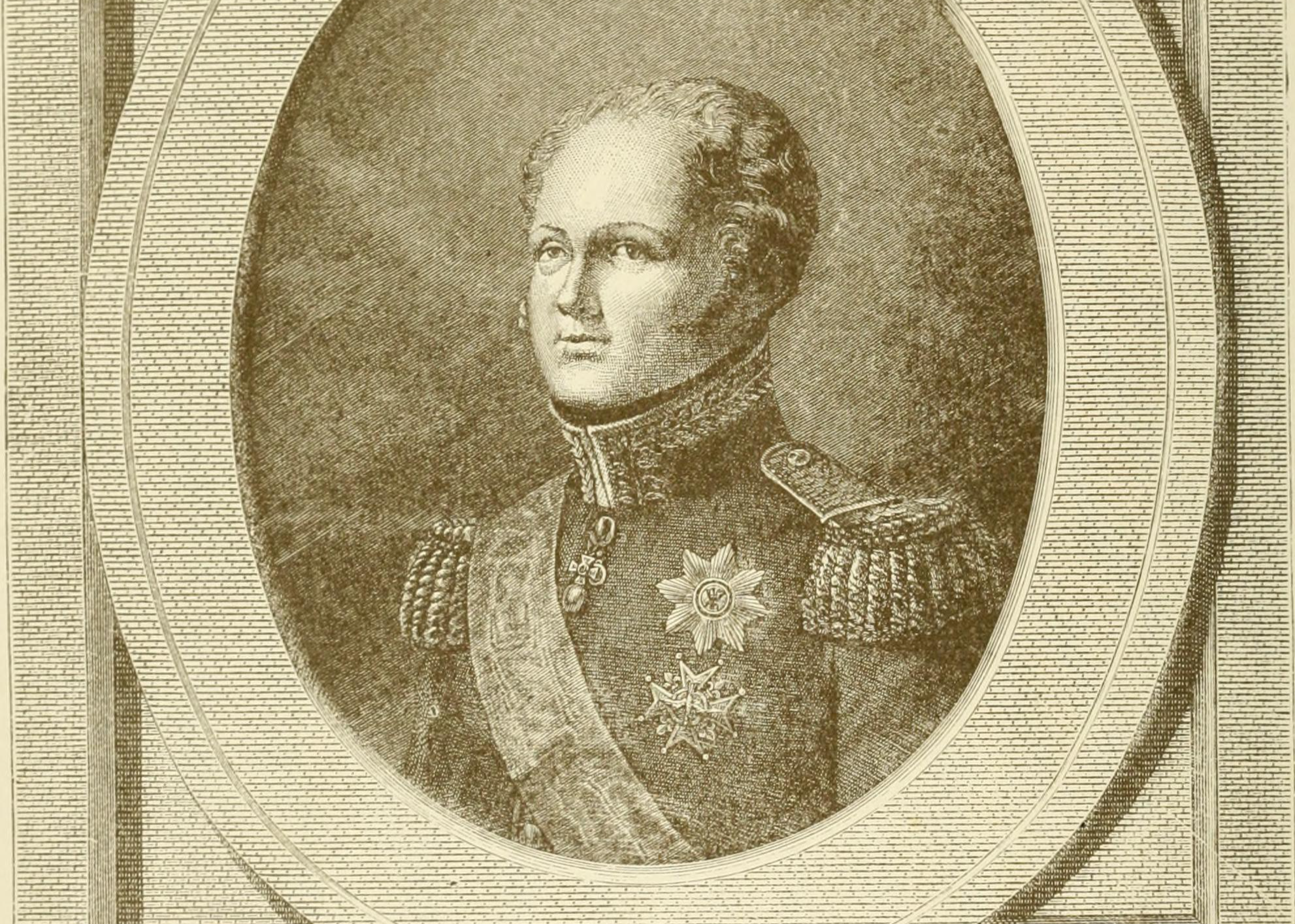 Alexander I of Russia. From a steel engraving by Pierre Audouin
