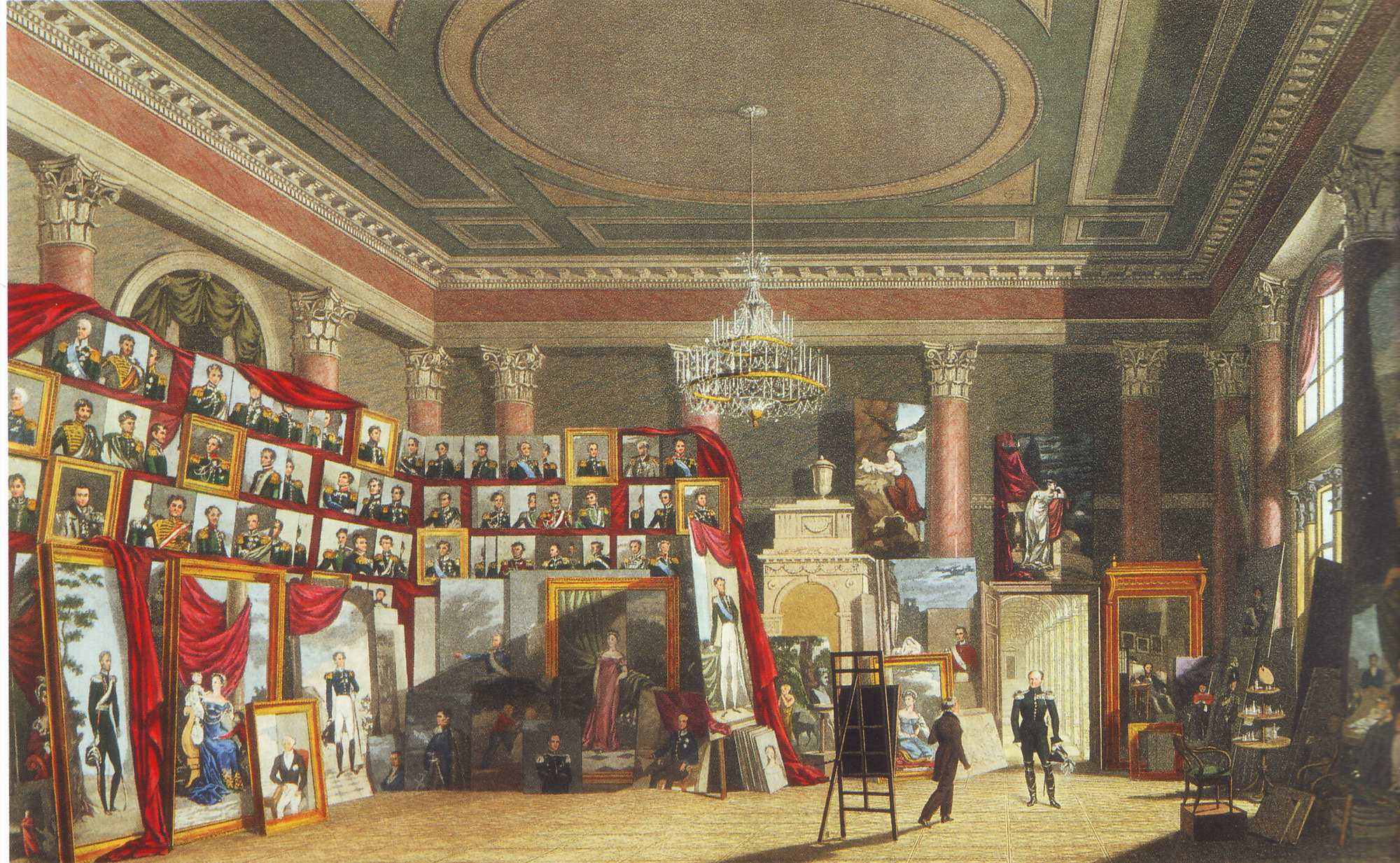 Alexander I in Dawe's workshop in the Winter palace (1826, after Martynov, Hermitage)