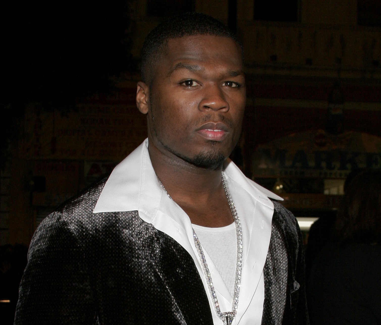 Curtis '50 Cent' Jackson wearing white shirt and black jacket - 2005