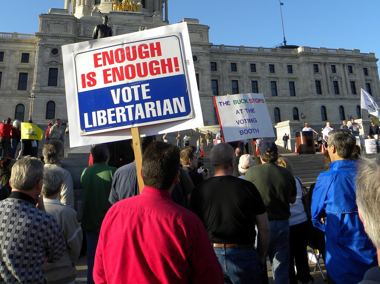 Libertarian at the Tea Party tax day protest 2010