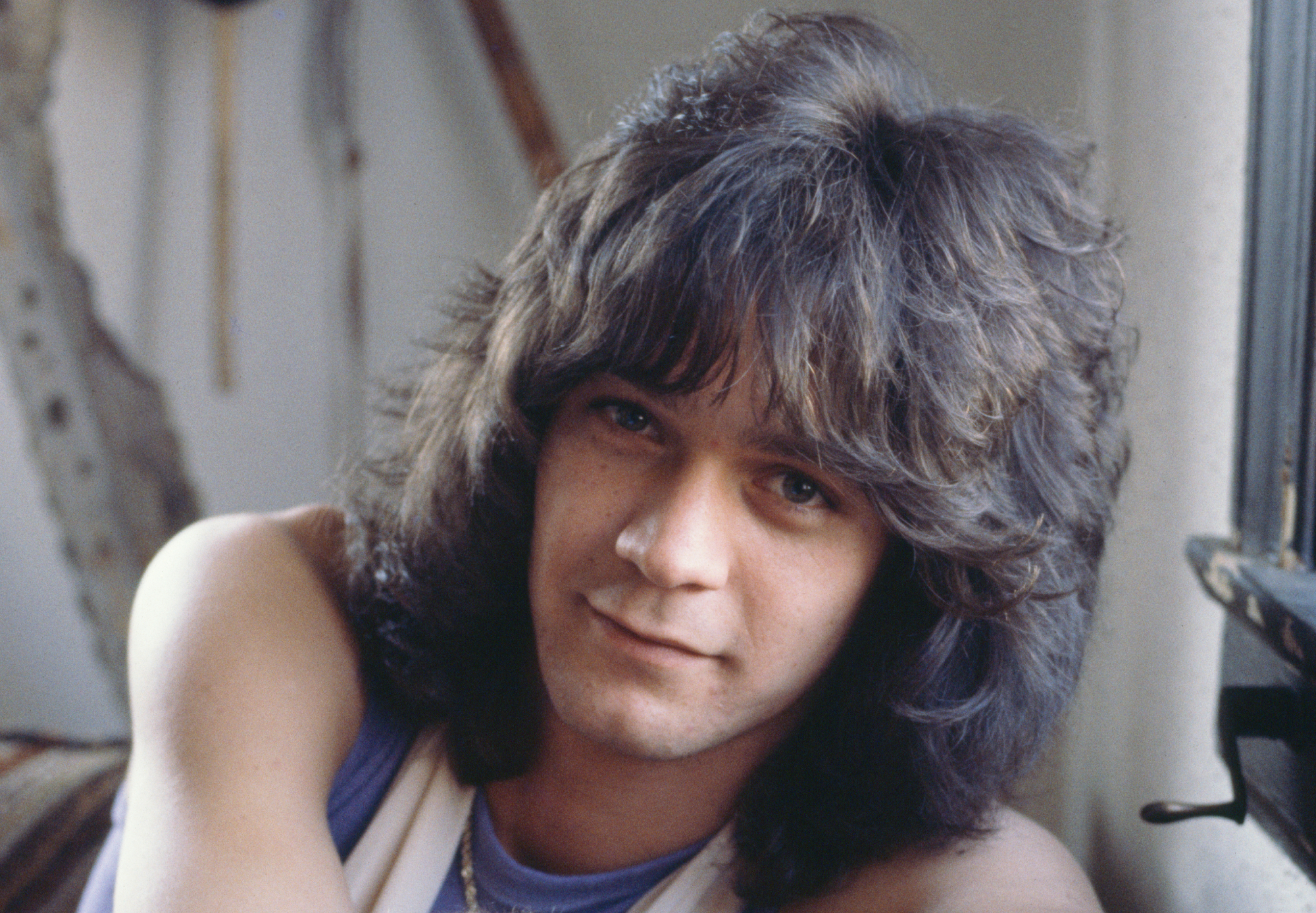 Eddie Van Halen posed in front of the camera