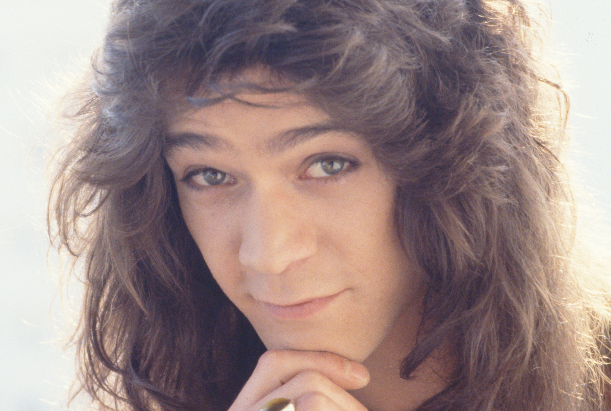 Eddie Van Halen posed in front of the camera