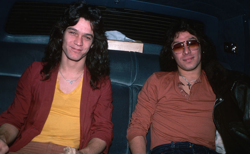Eddie and Alex Van Halen in a car