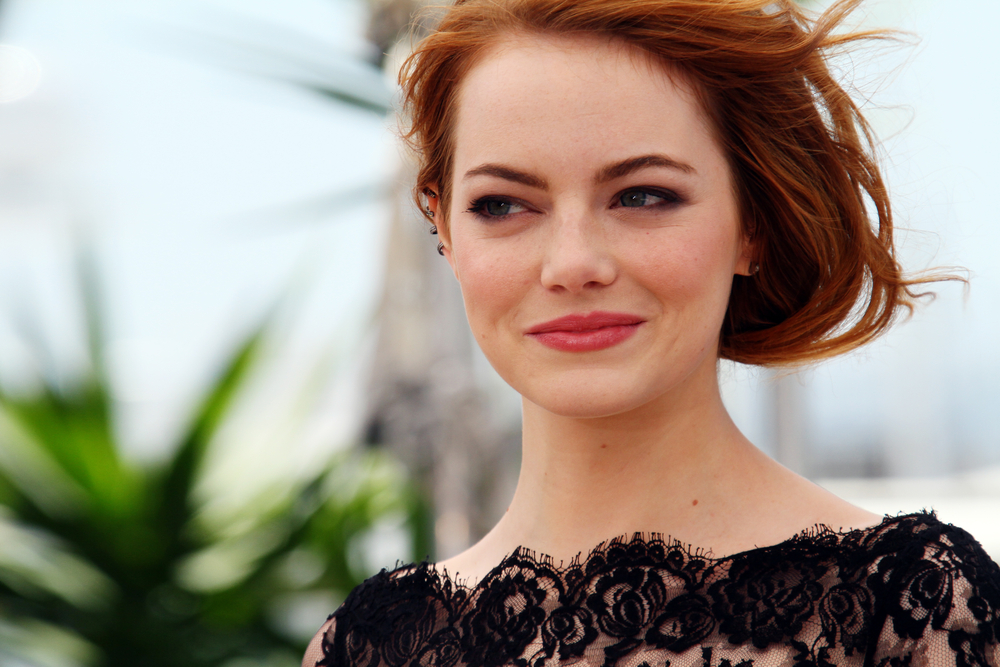 Emma Stone during the Cannes Film Festival wearing black dress facing the camera