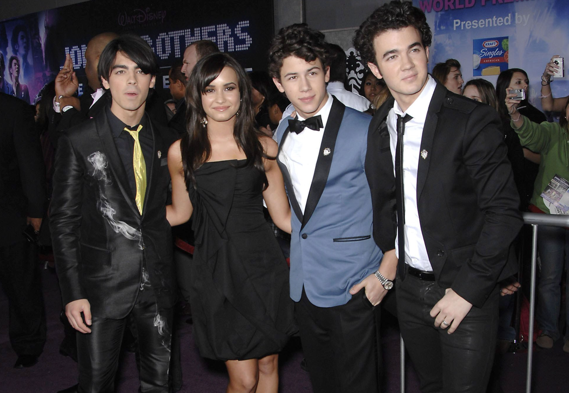 Joe Jonas, Demi Lovato, Nick Jonas, Kevin Jonas at JONAS BROTHERS THE 3D CONCERT EXPERIENCE Premiere
