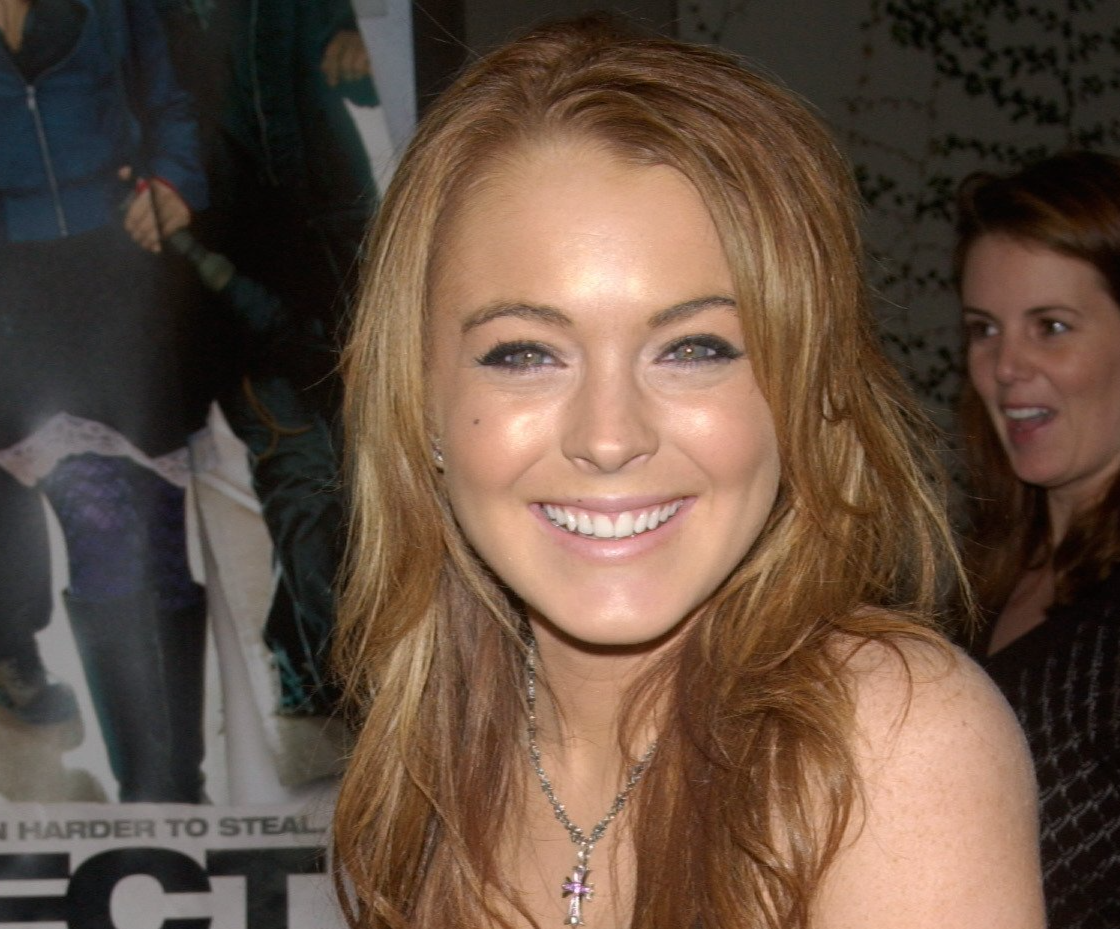 Actress LINDSAY LOHAN at  premiere in black top