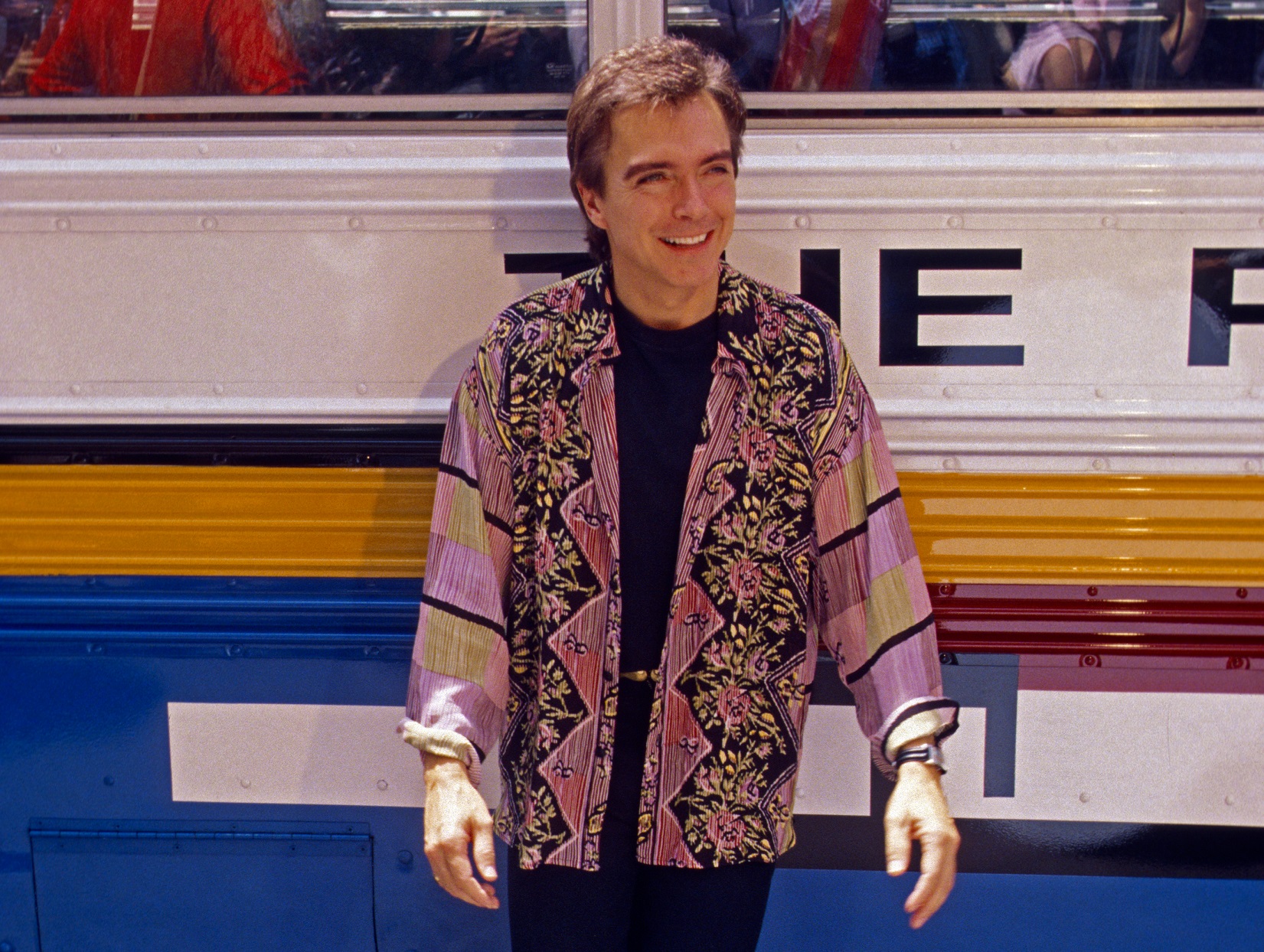 David Cassidy with replica of the Partridge Family bus - 1993