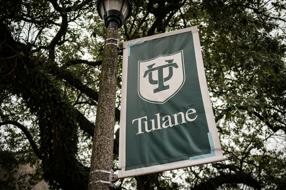Tulane University logo on campus