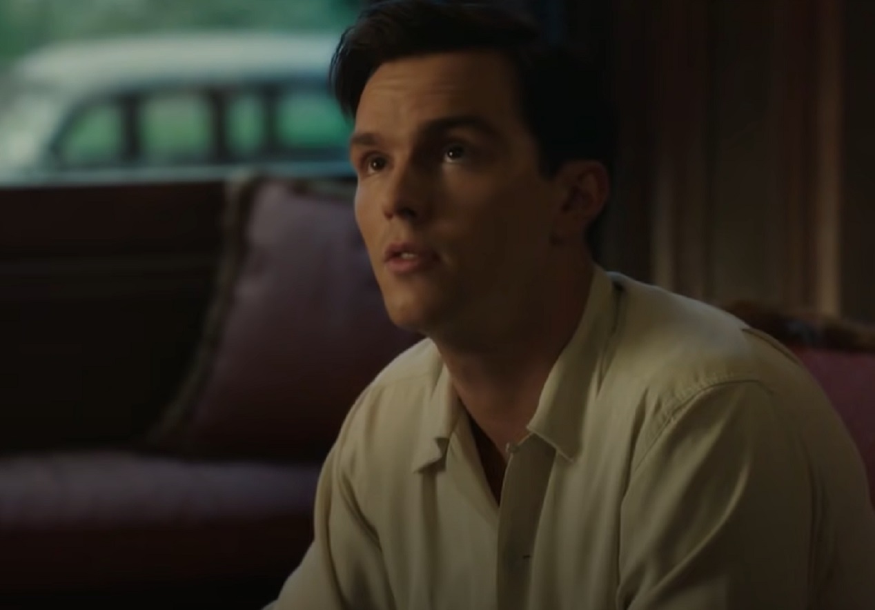 Screenshot: J.D. Salinger wearing white shirt is looking at side - from Rebel in the Rye (2017)