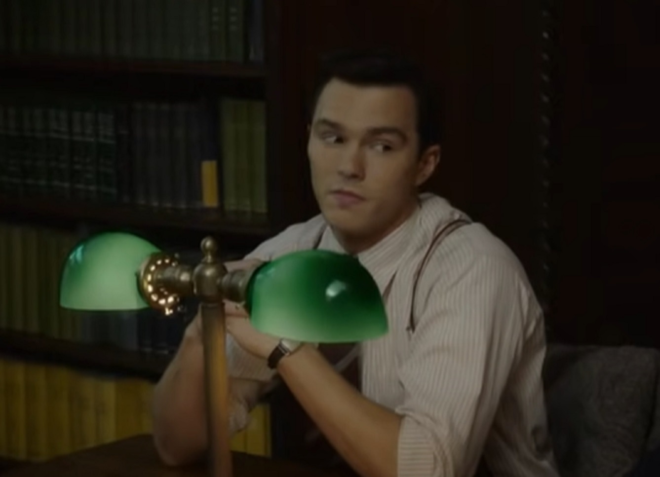 Screenshot: J.D. Salinger wearing shirt is writing - from Rebel in the Rye (2017)