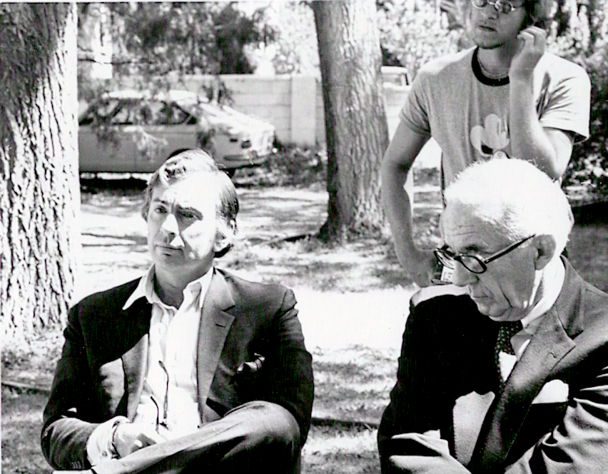 Gore Vidal and other Vice-President and Presidential candidates sitting in a park on a sunny day