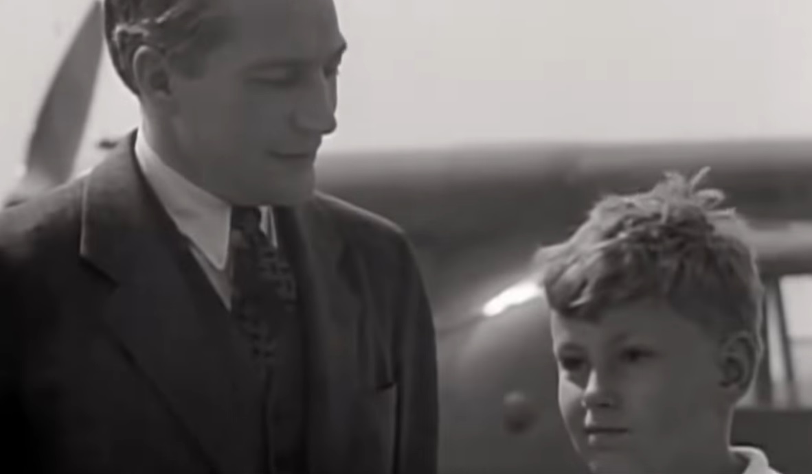Screenshot of American writer Gore Vidal as a child with his father from the Movie Gore Vidal: The United States of Amnesia