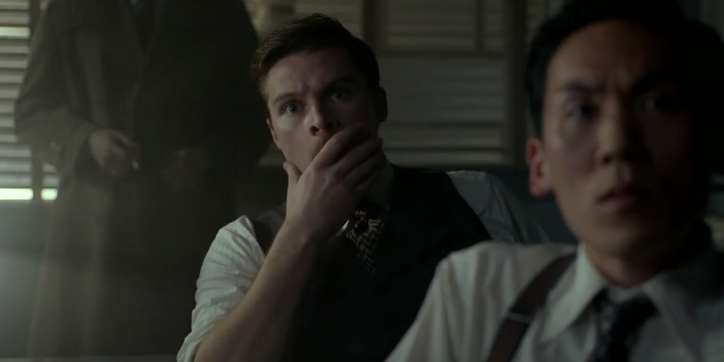 Jack Reynor as Jack Parsons in Strange Angel looking something shocking