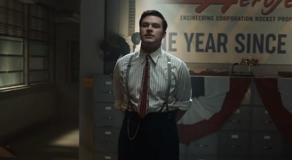 Jack Reynor as Jack Parsons in Strange Angel in shirt and tie