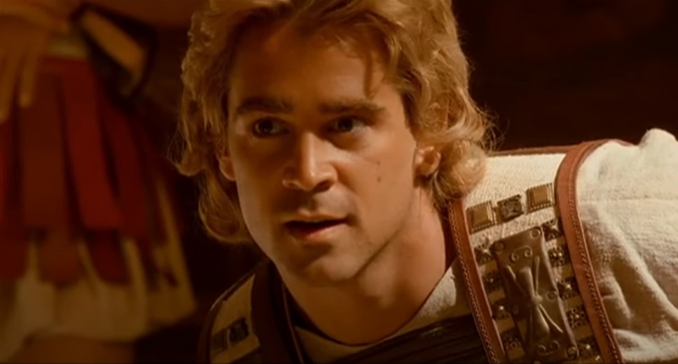 Screenshot from the Movie Alexander (2004), depicting Alexander the Great wearing a white gown