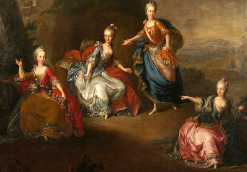 Maria Amalia with her sisters Maria Elisabeth, Maria Josepha and Maria Carolina in 1765