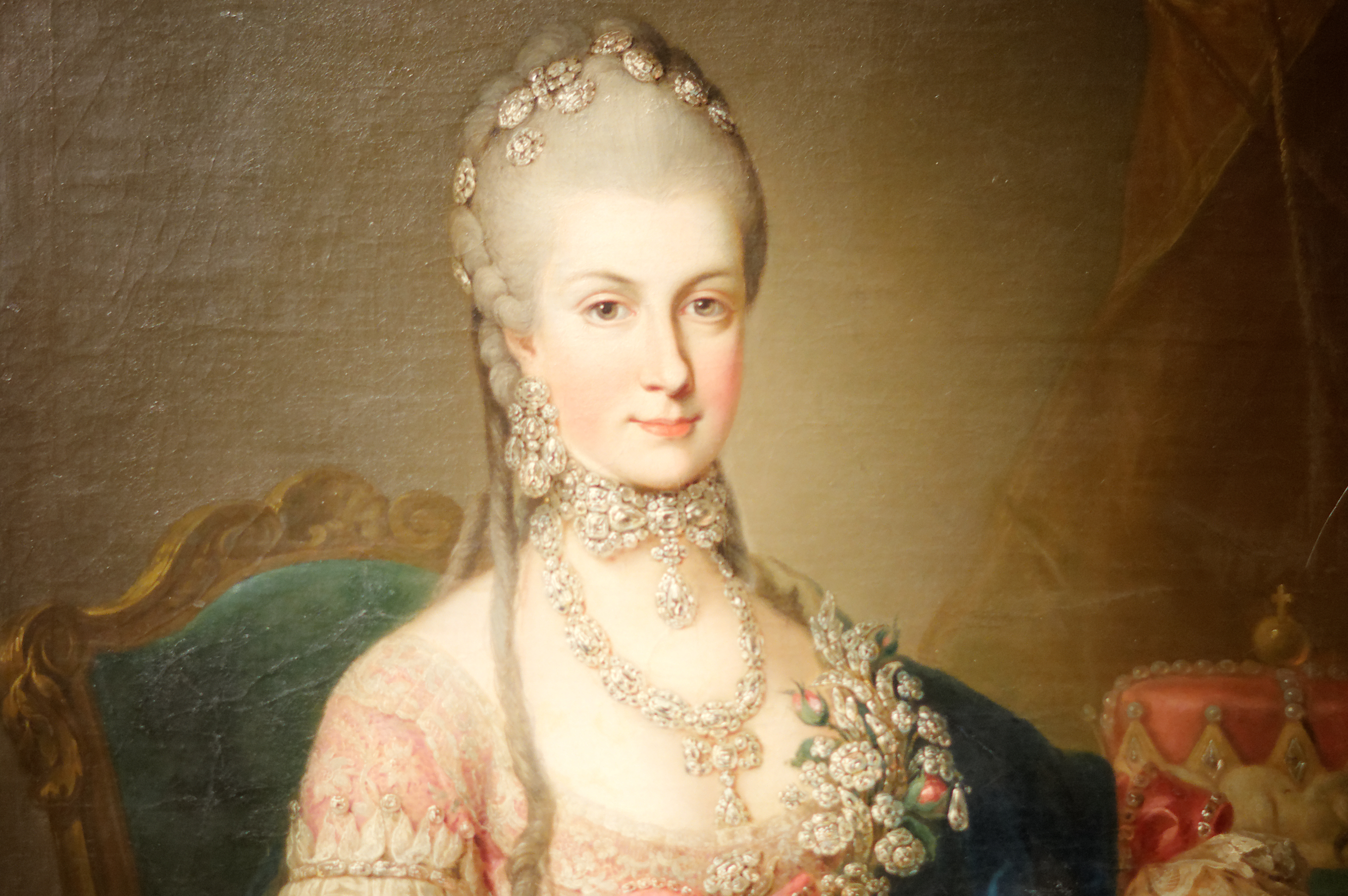 Maria Christina, Duchess of Teschen painting in pink dress