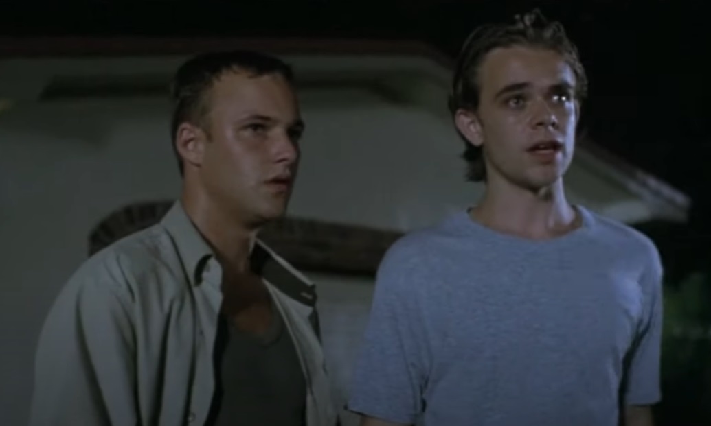 Screenshot of the actors Brad Renfro and Nick Stahl from the Movie Bully (2001) depicting a young man, looking to the right