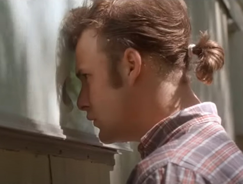 Screenshot of the actor Brad Renfro from the Movie American Girl (2002) depicting a young man, looking through a glass