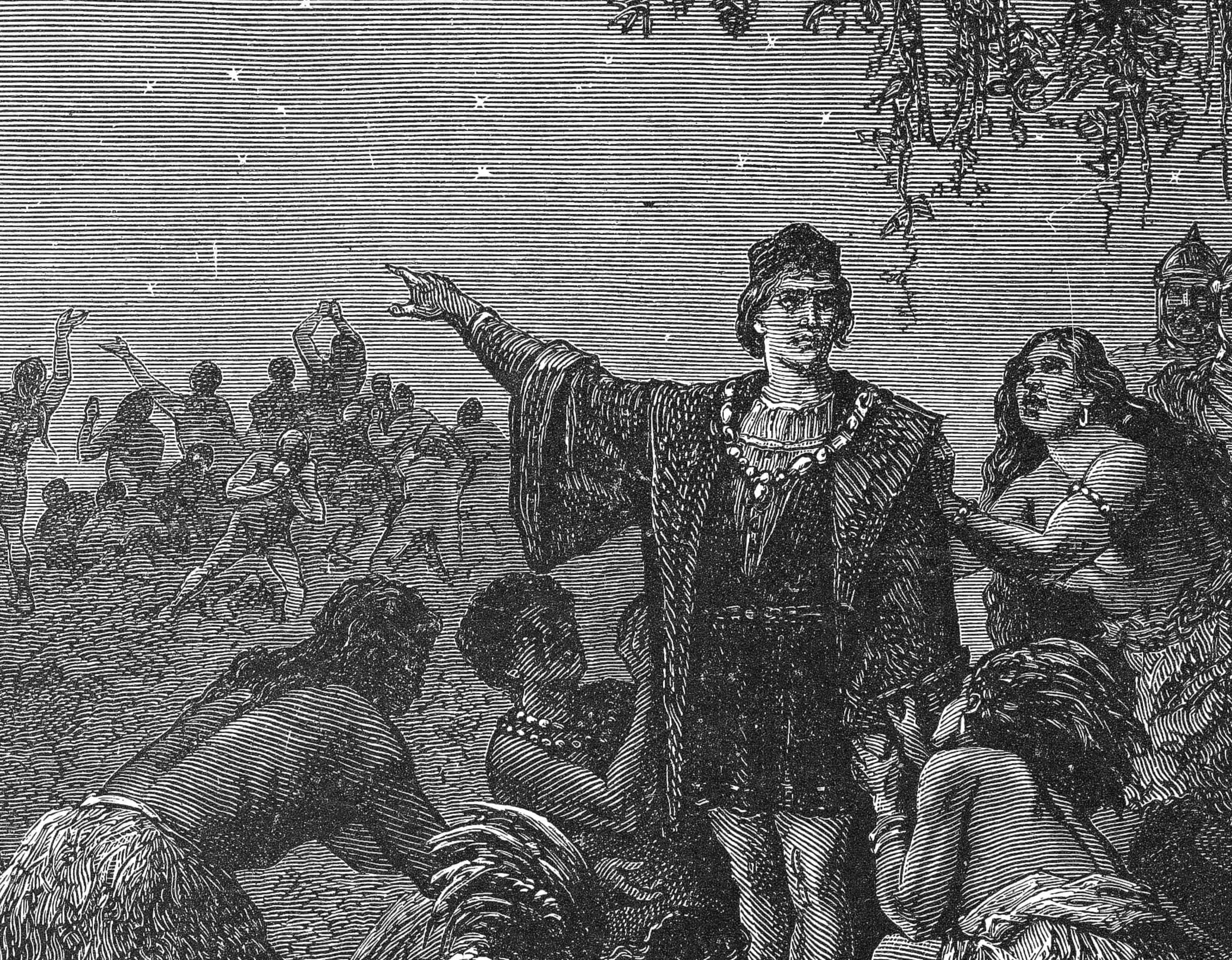 Christopher Columbus Scares Indians.