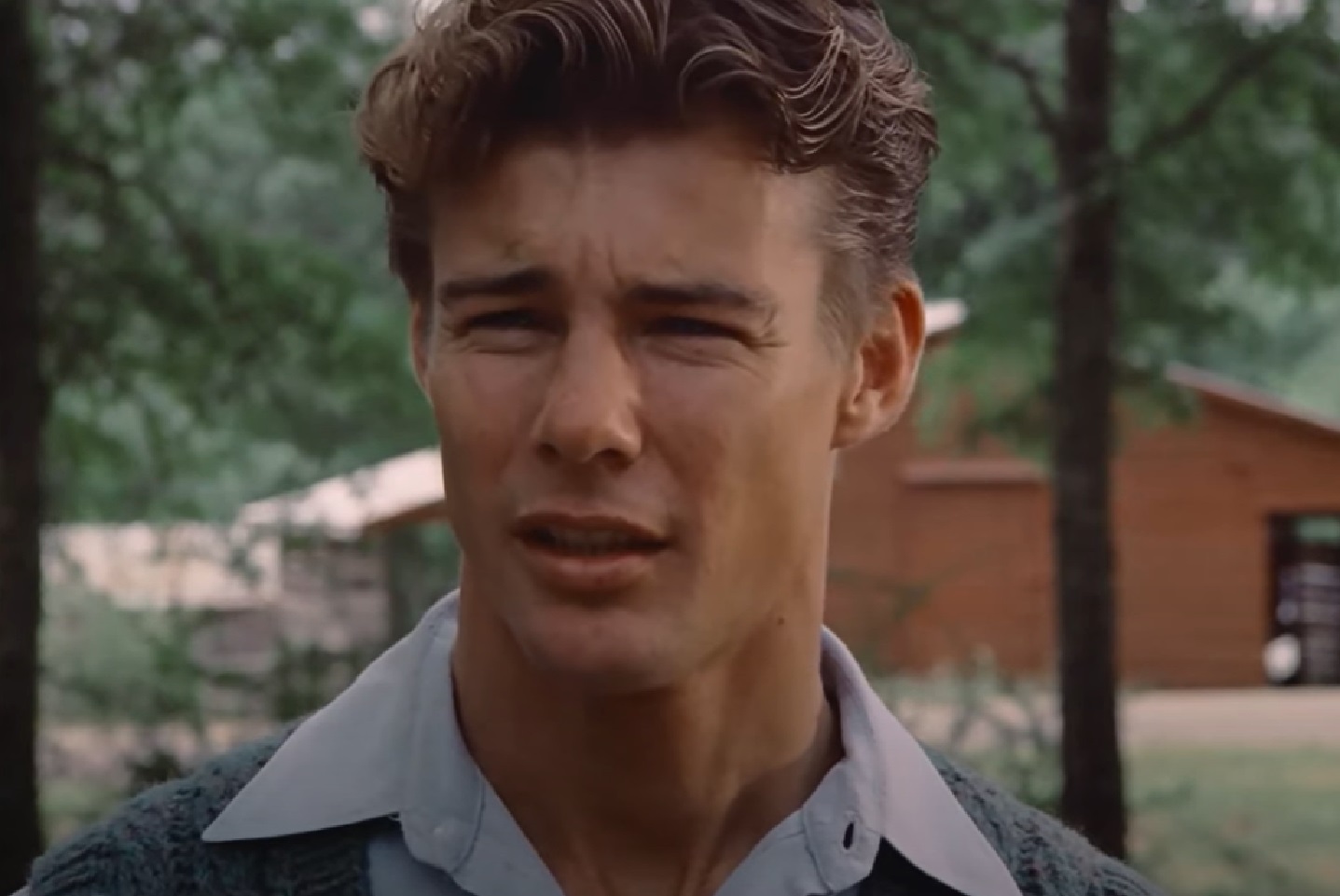 Screenshot: Jan-Michael Vincent wearing white shirt is looking at front - from Buster and Billie (1974)