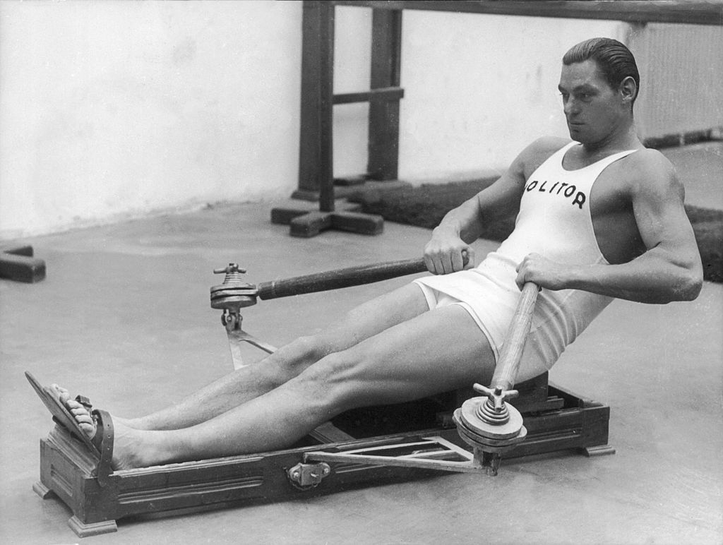 Johnny Weissmuller Working Out In Paris In 1930