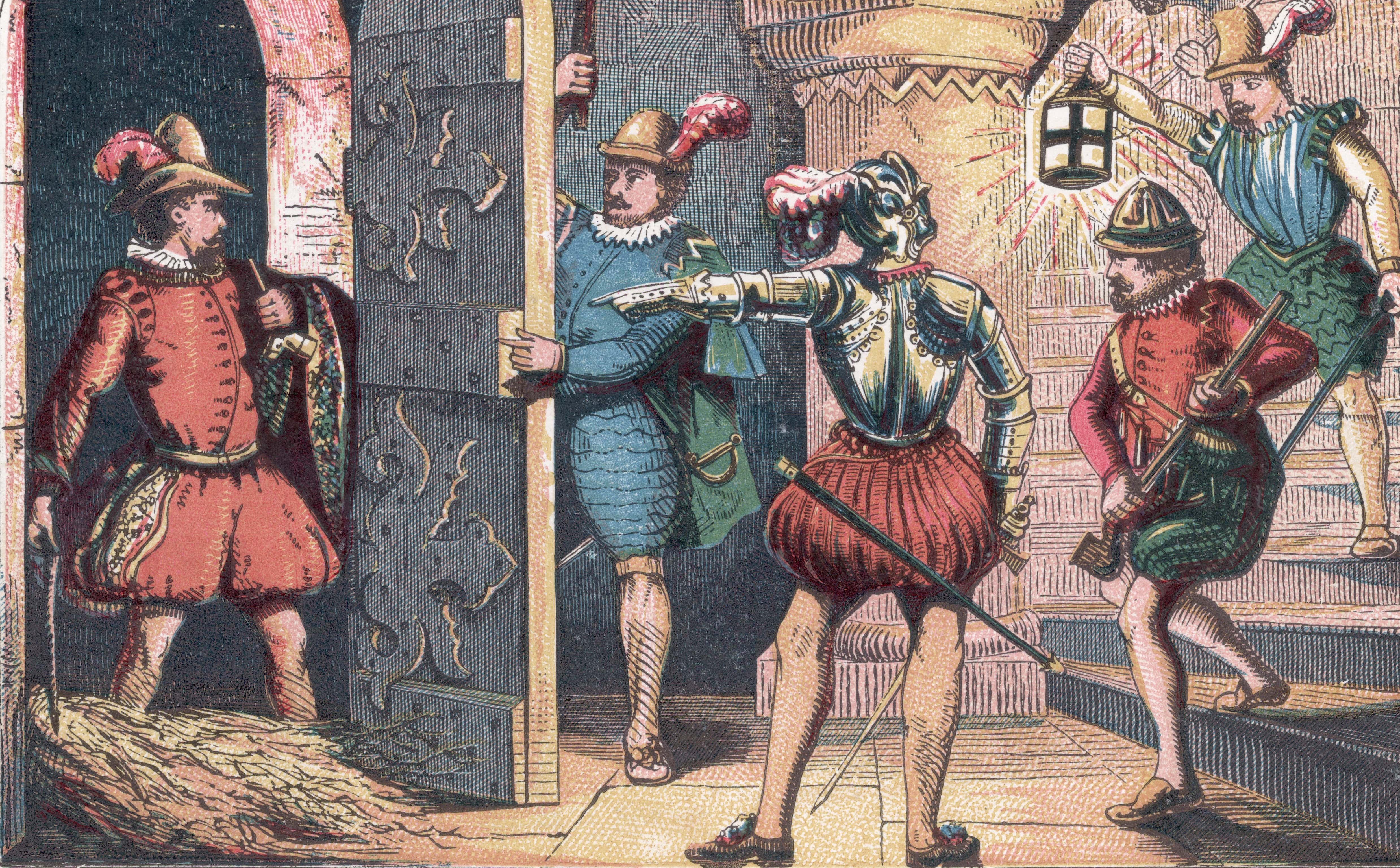 th November 1605, English conspirator Guy Fawkes (1570 - 1606) is arrested whilst attempting to blow up the Houses of Parliament