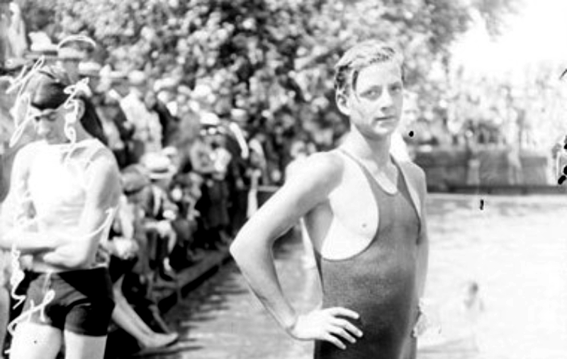 Johnny Weissmuller in swim suit