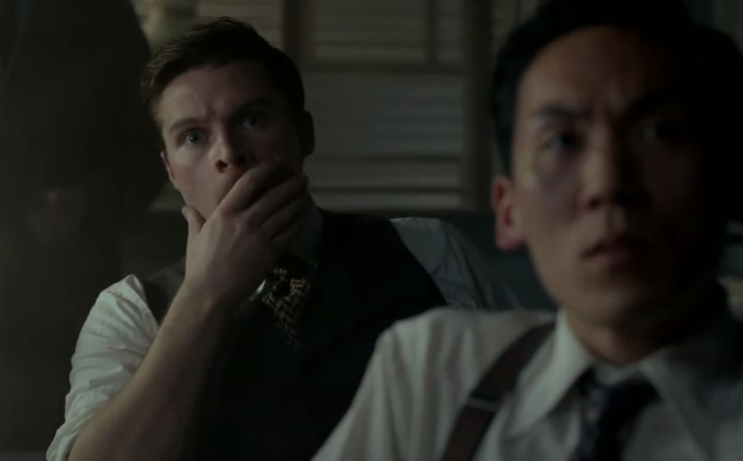 Jack Reynor as Jack Parsons in Strange Angel looking something shocking