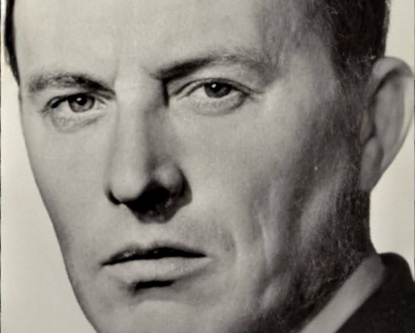 Grayscale portrait photo of Asbjørn Sunde  Norwegian politician for the Communist Party of Norway, communist partisan