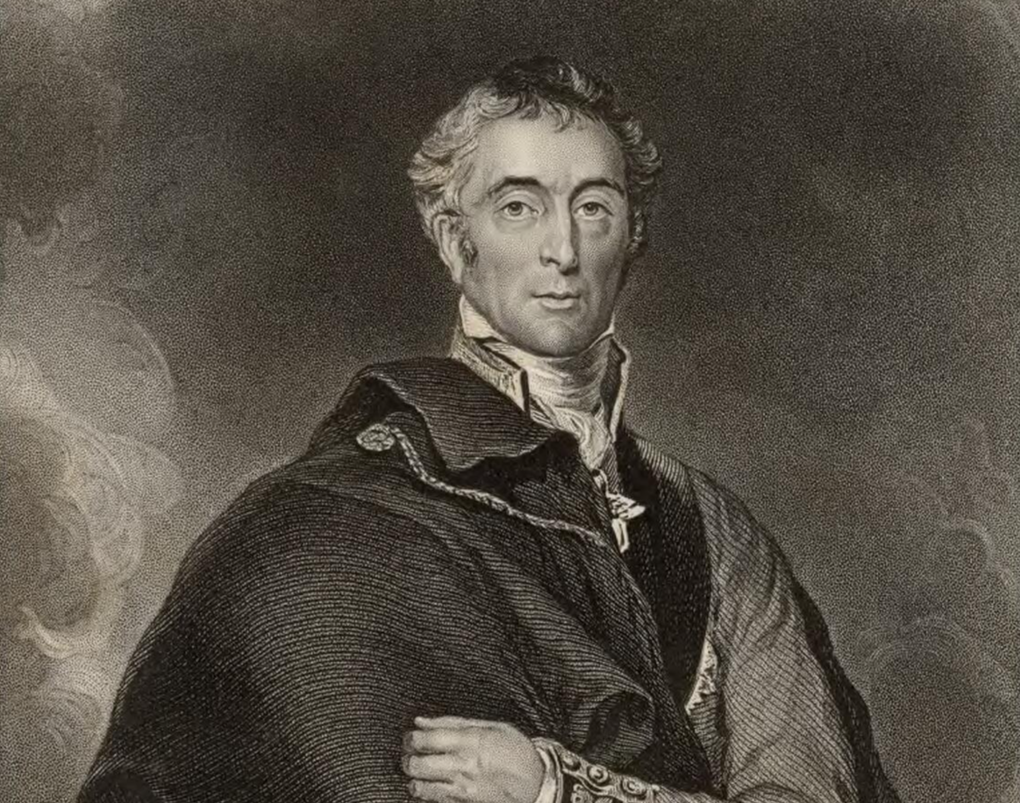 Portrait of Arthur Wellesley, Duke of Wellington wearing a black coat