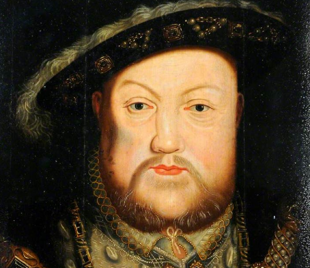 Portrait of King Henry VIII, bust-length, wearing regal robes on panel - 16th century