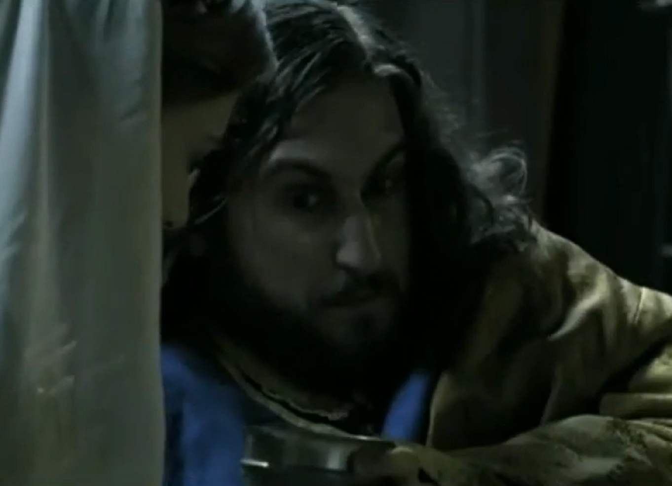 Screenshot of Charles VIII of France with long hair looking upset - from Isabel (2011-2014)