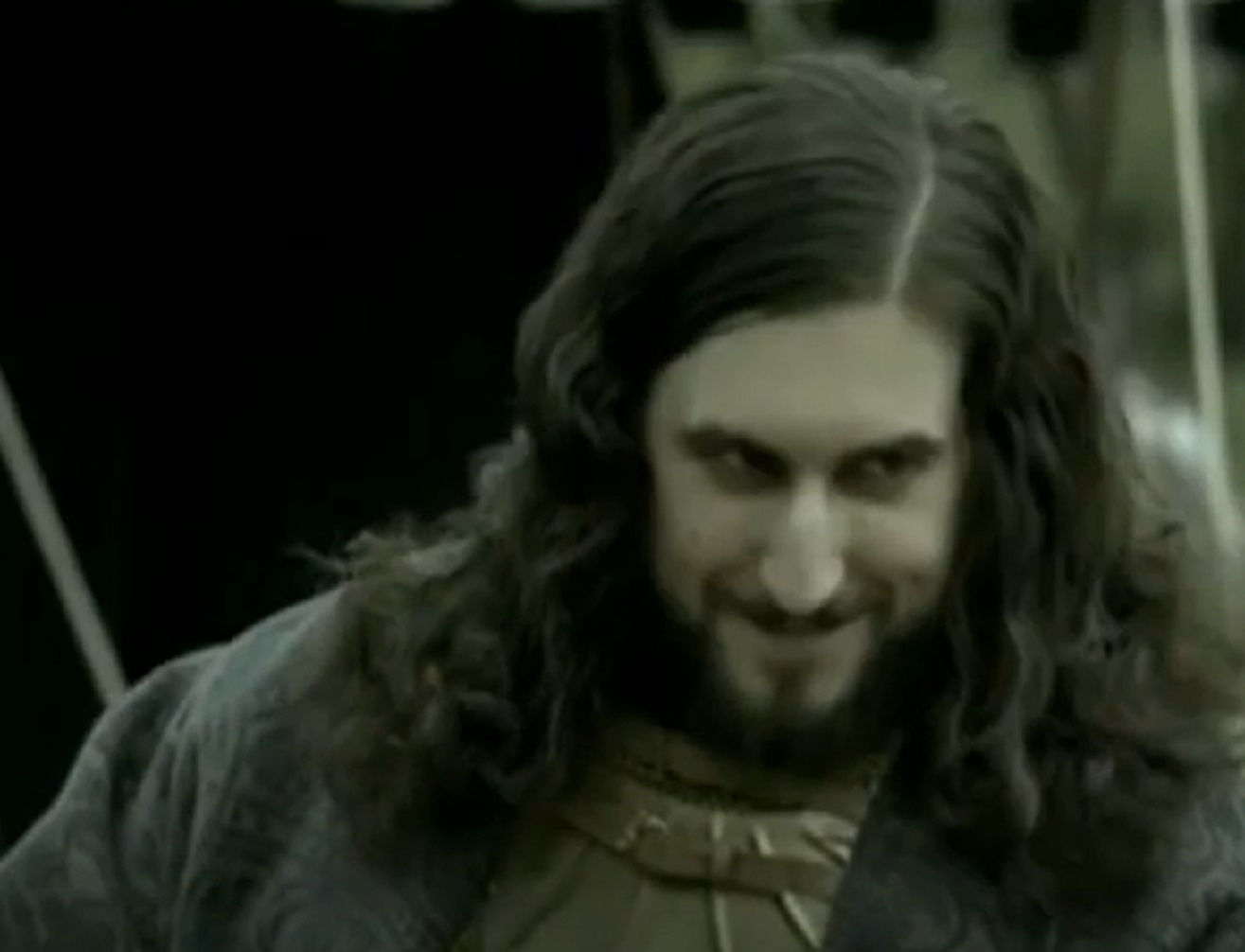 Screenshot of Charles VIII of France with long hair looking at side - from Isabel (2011-2014)