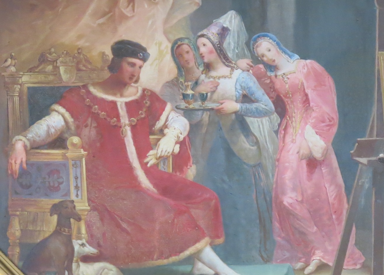 Pietro Perugino painting the portrait of the king Charles VIII of France - circa 1496