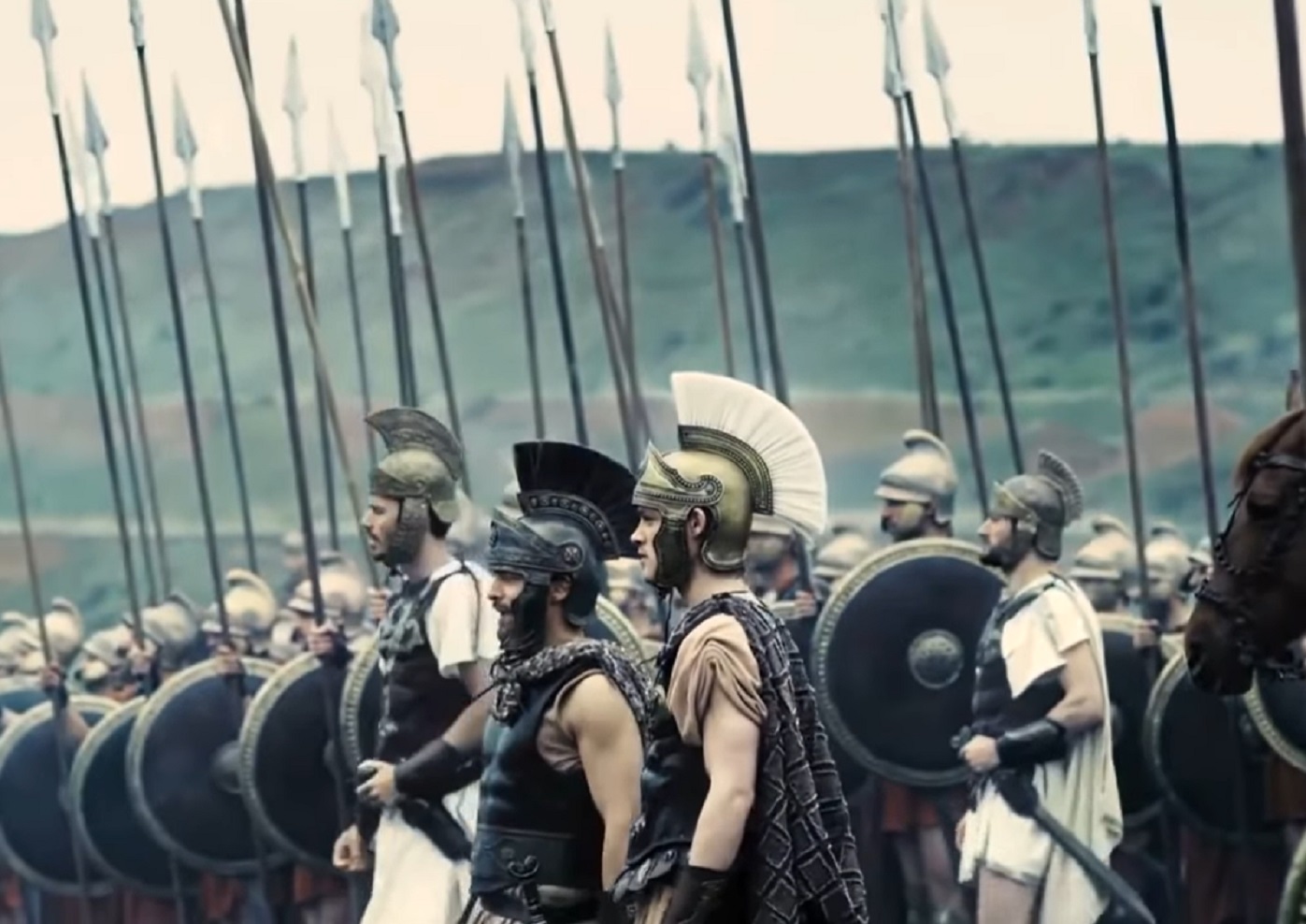 Screenshot of Alexander The Great looking at front with his soldiers - from Alexander the Great (2014)