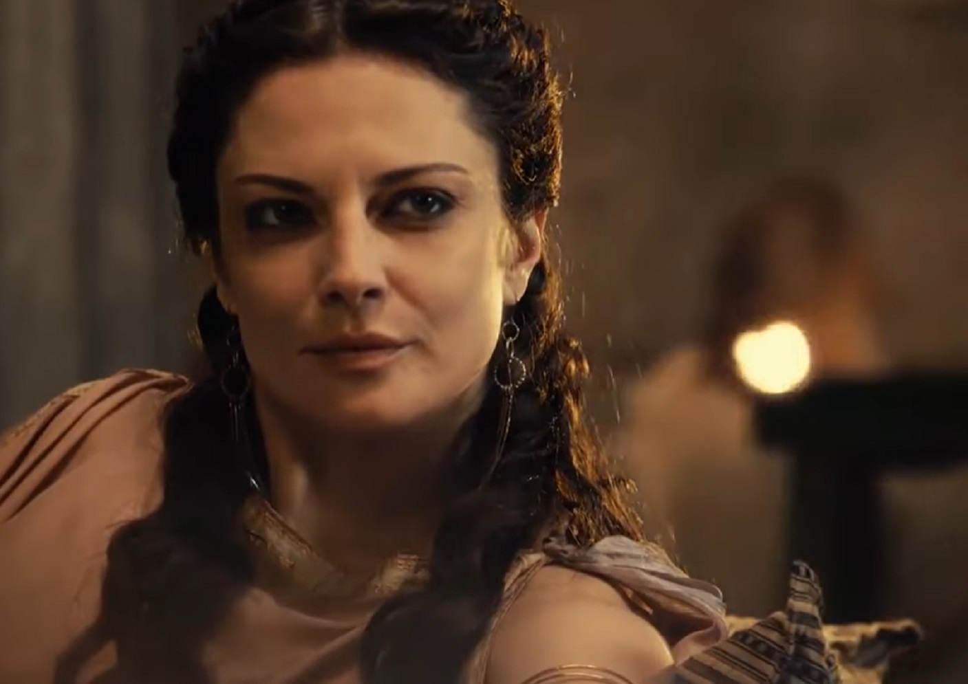 Screenshot of Queen Olympias looking at side - from Alexander the Great (2014)