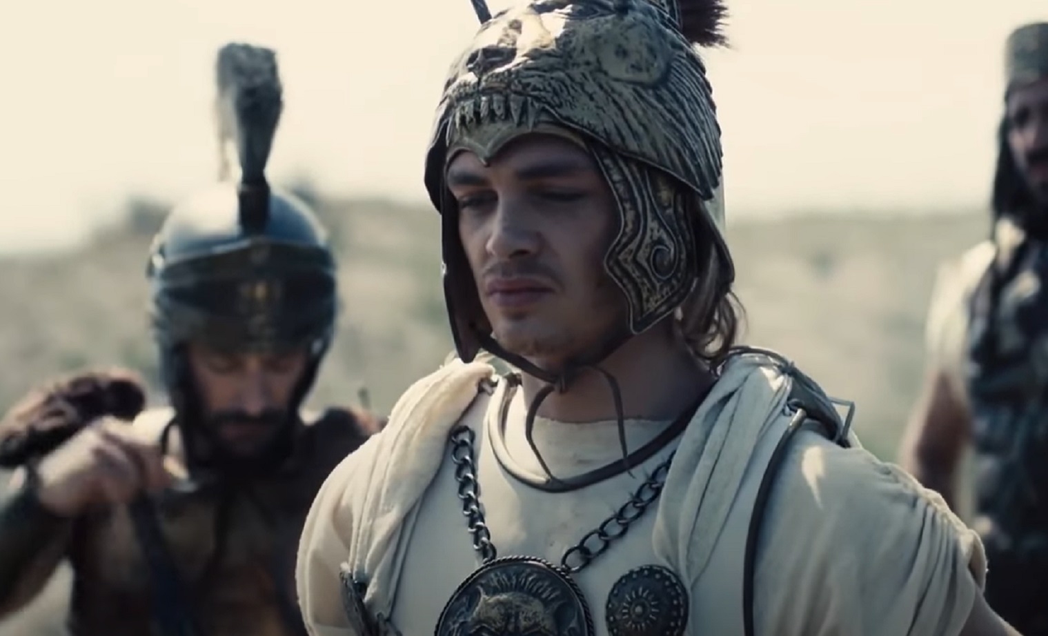 Screenshot of Alexander The Great looking at front wearing armor  - from Alexander the Great (2014)