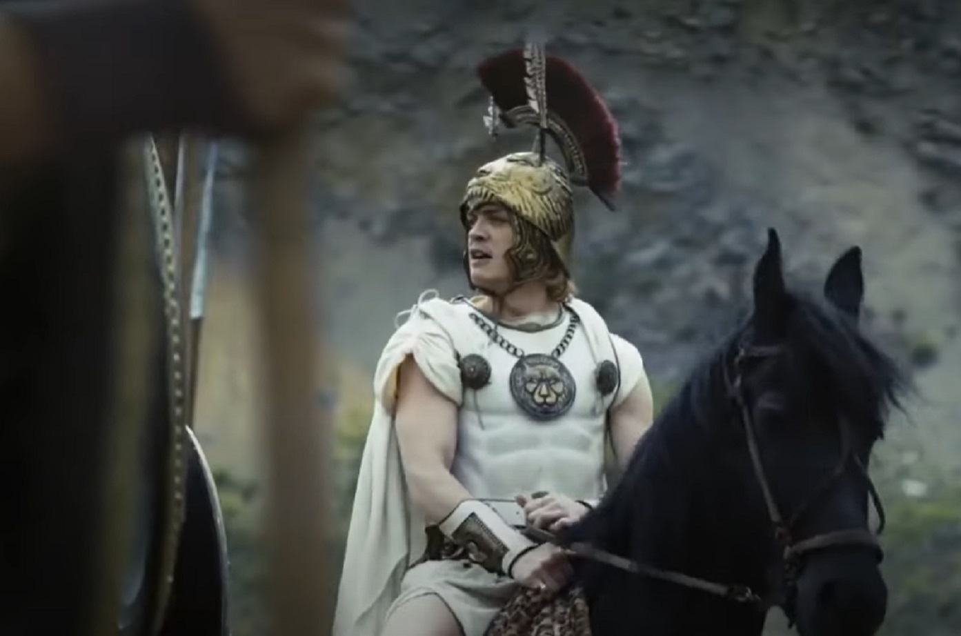 Screenshot of Alexander The Great looking at his army at battle - from Alexander the Great (2014)