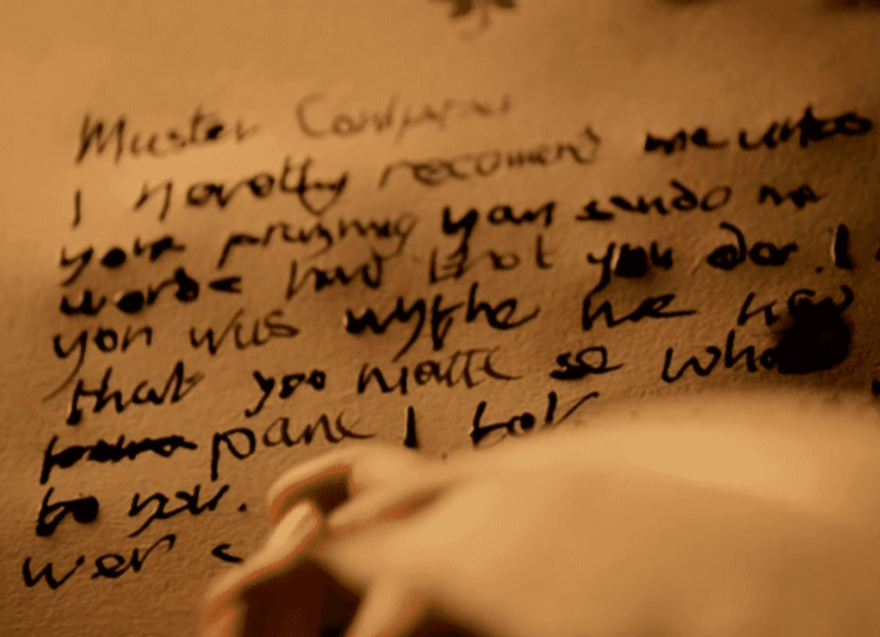 Screenshot of Catherine Howard's letter - from The Tudors (2007–2010)