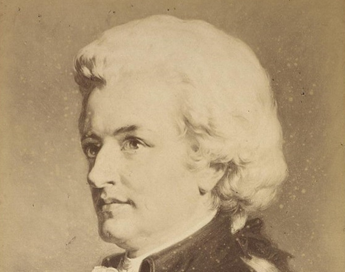 Portrait of Wolfgang Amadeus Mozart looking at side - 20th century