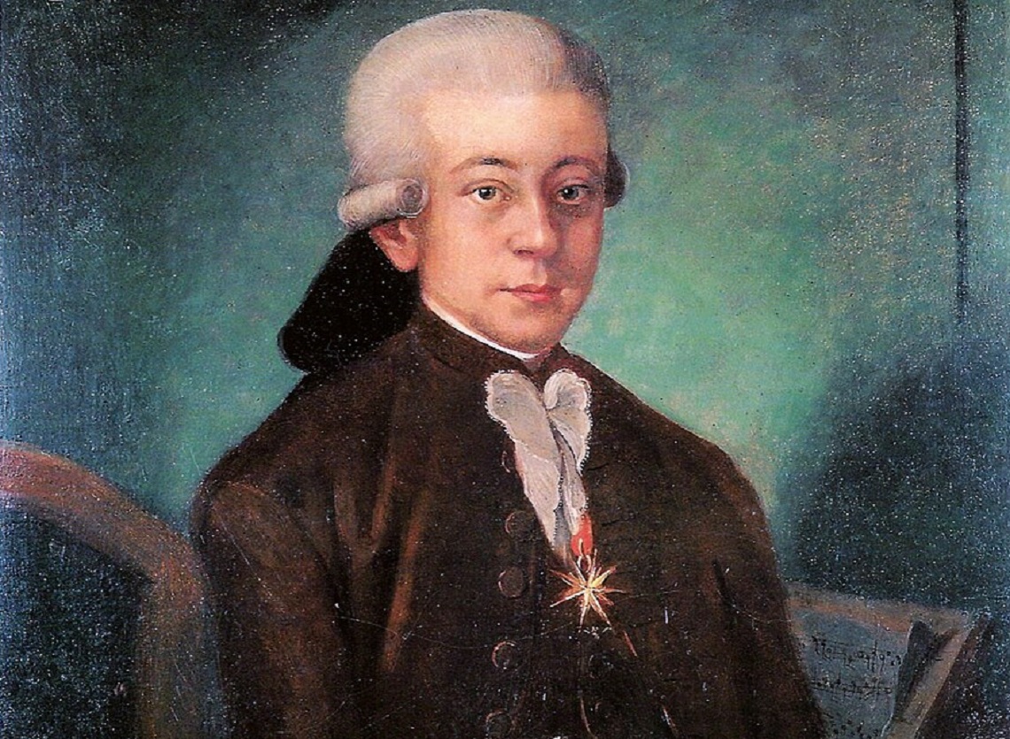 Portrait painting of Mozart as  young man.