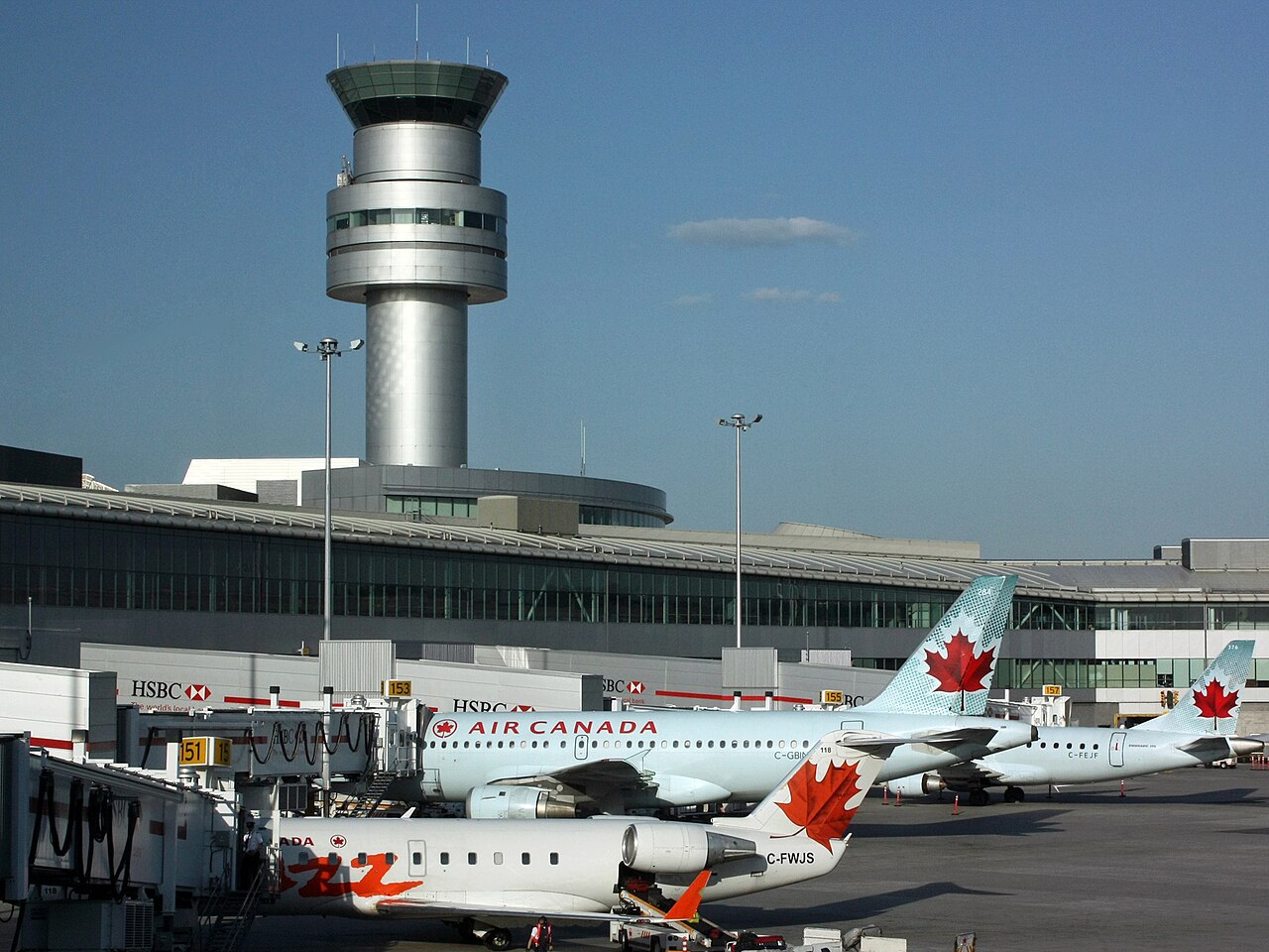 Terminal 1 of Toronto Airport with Air Canada aircraft and the tower - 2011